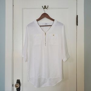 Ellen Tracy Linen Top – Size S – White